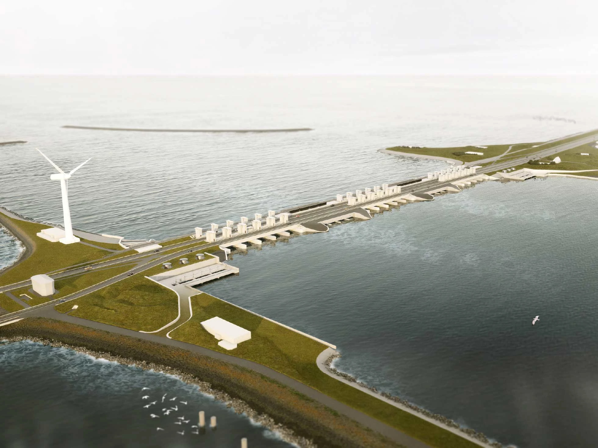 afsluitdijk-holland-aerial