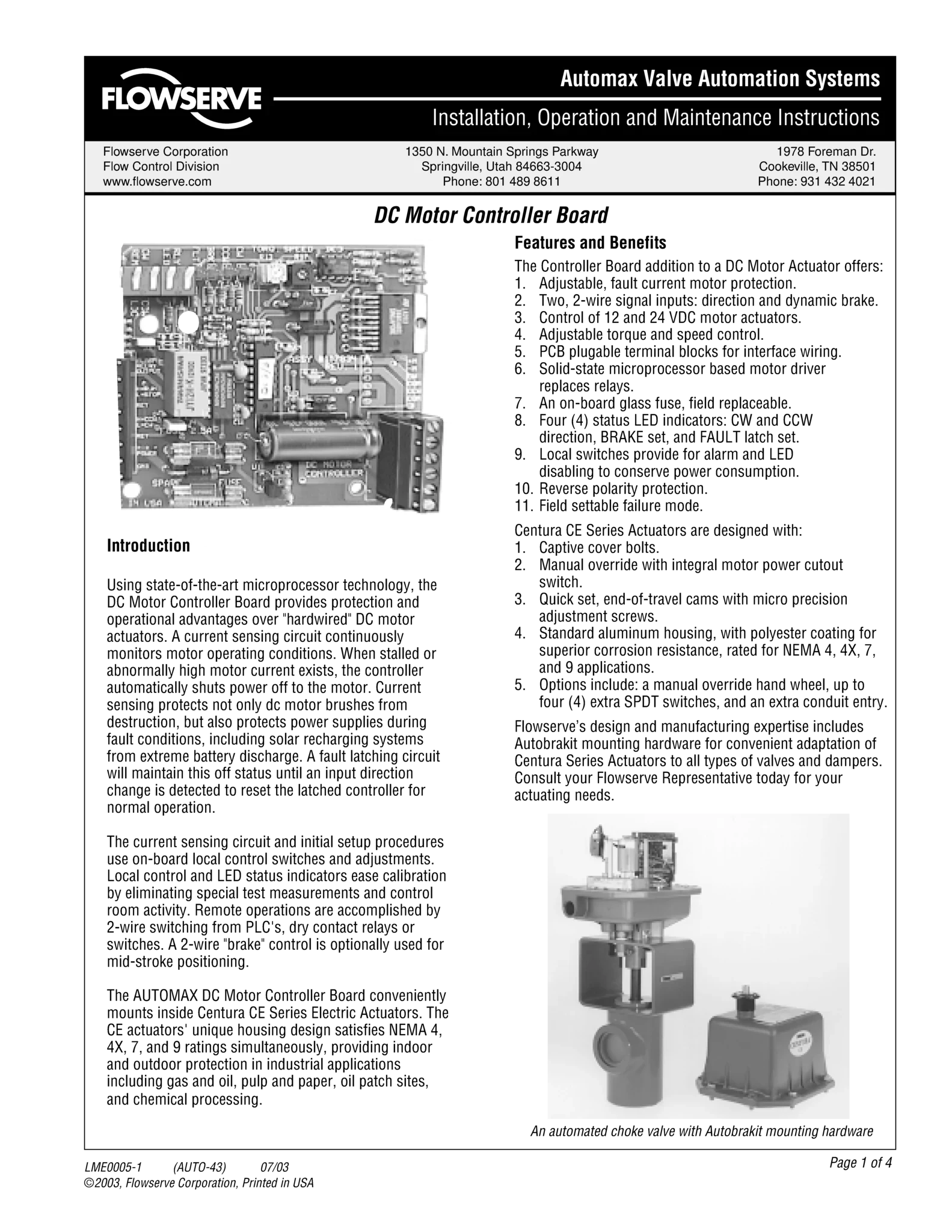 Automax直流电机控制器板使用说明（IOM）