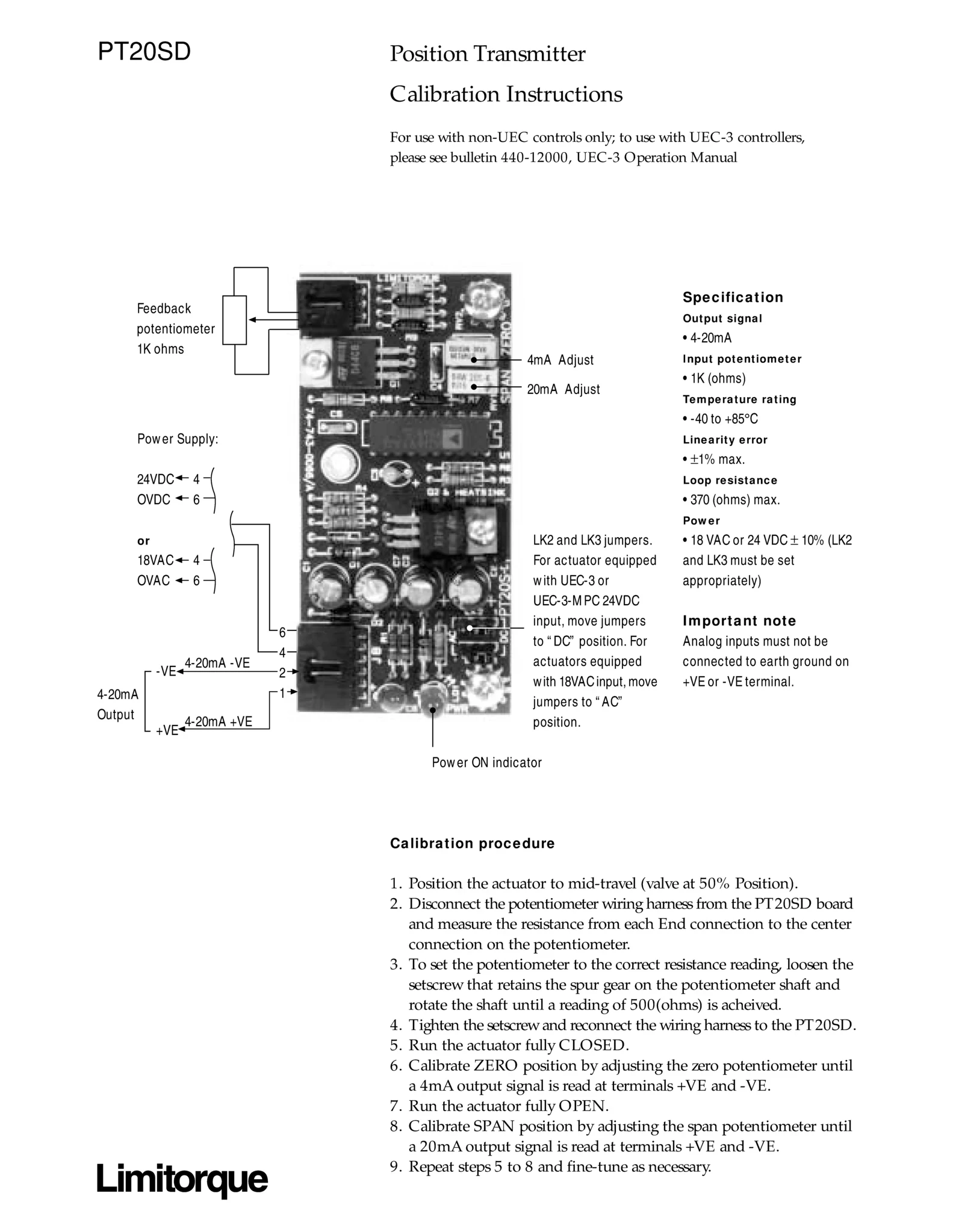 Limitorque位置变送器使用说明