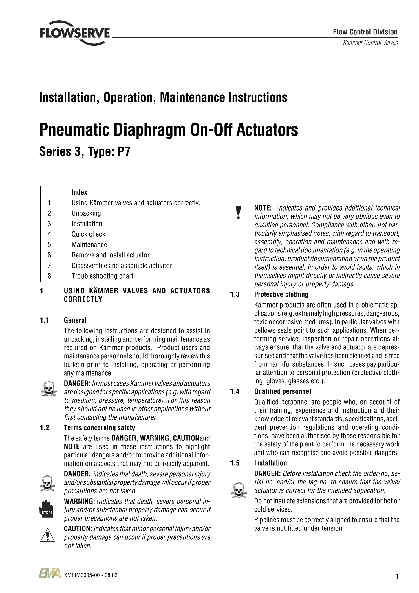Kämmer系列3、P7型气动执行器使用说明（IOM）