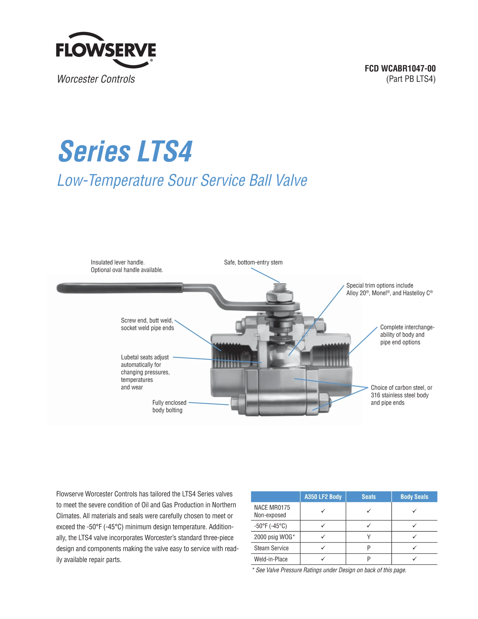 Worcester Controls LTS4系列低温服务阀手册