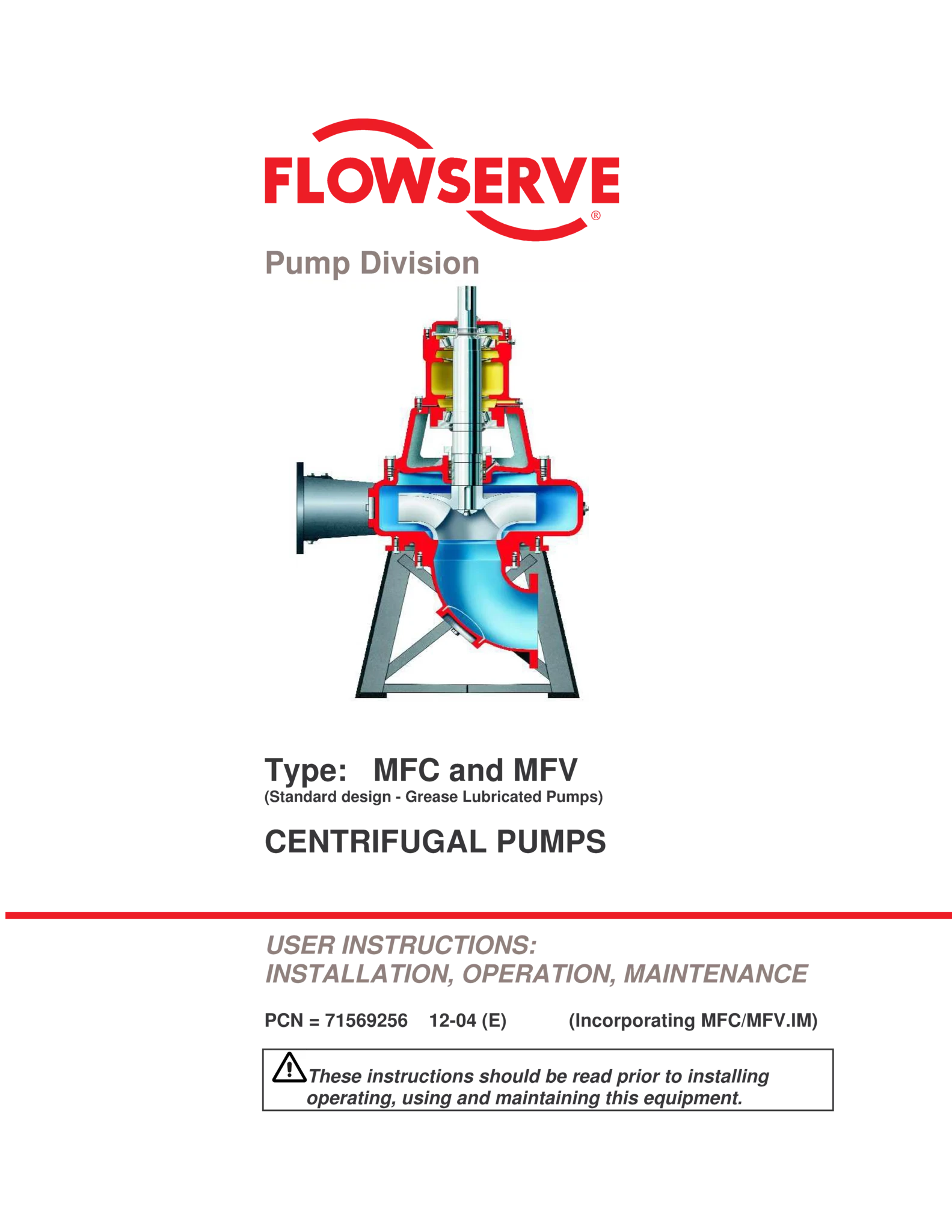MFC和MFV标准设计油脂润滑泵使用说明 (IOM)