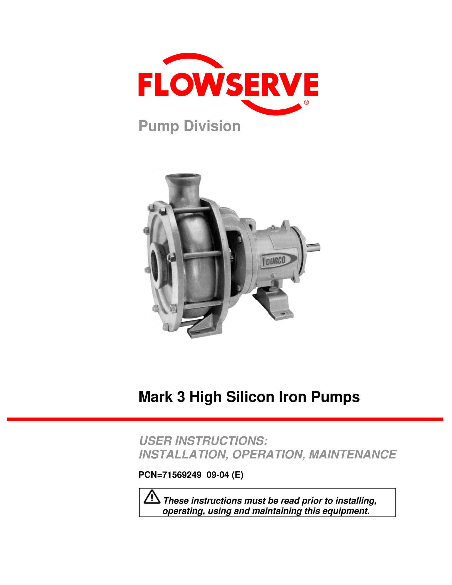 Mark 3}高硅铁泵 - 使用说明