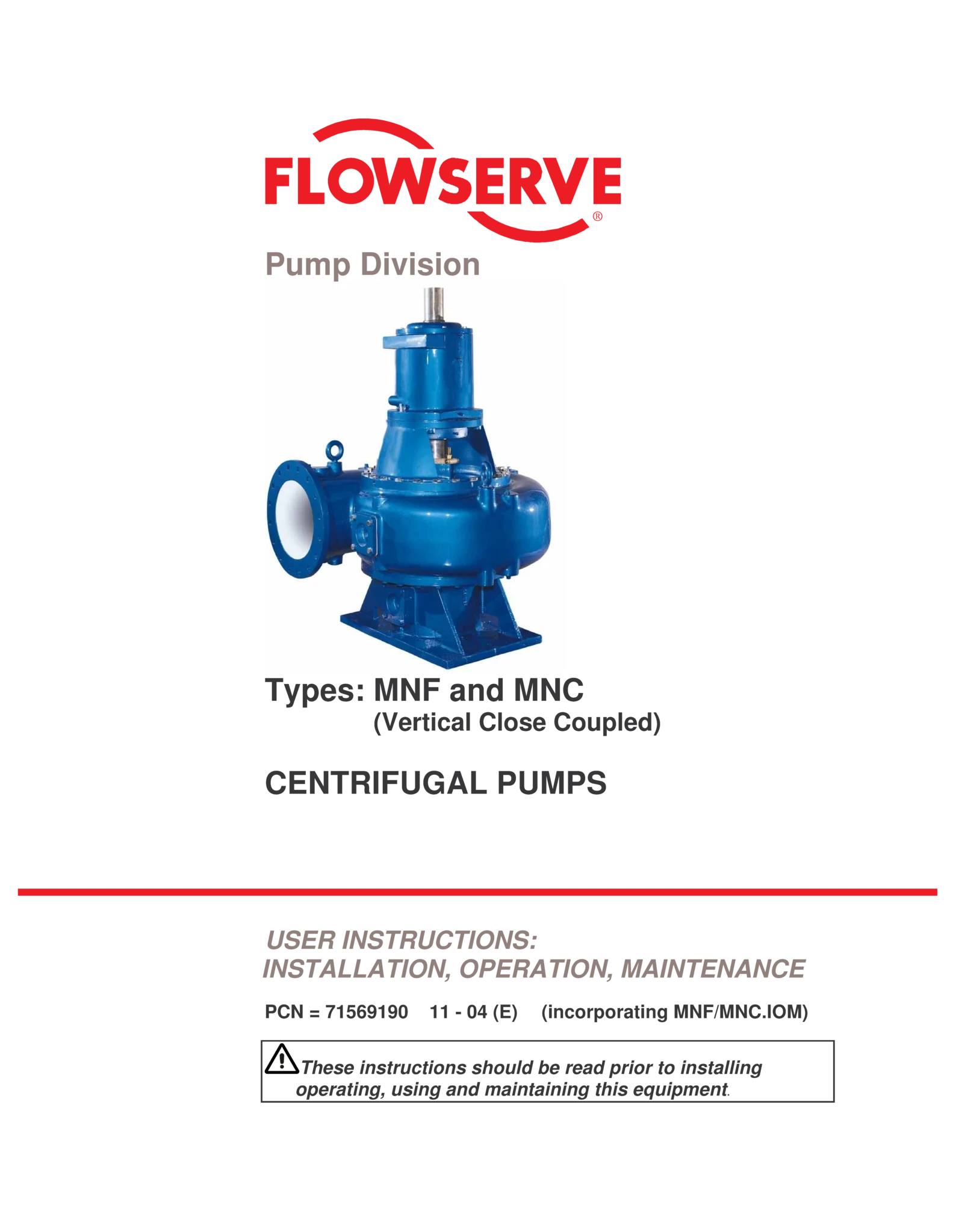 MNF和MNC立式紧耦合使用说明 (IOM)