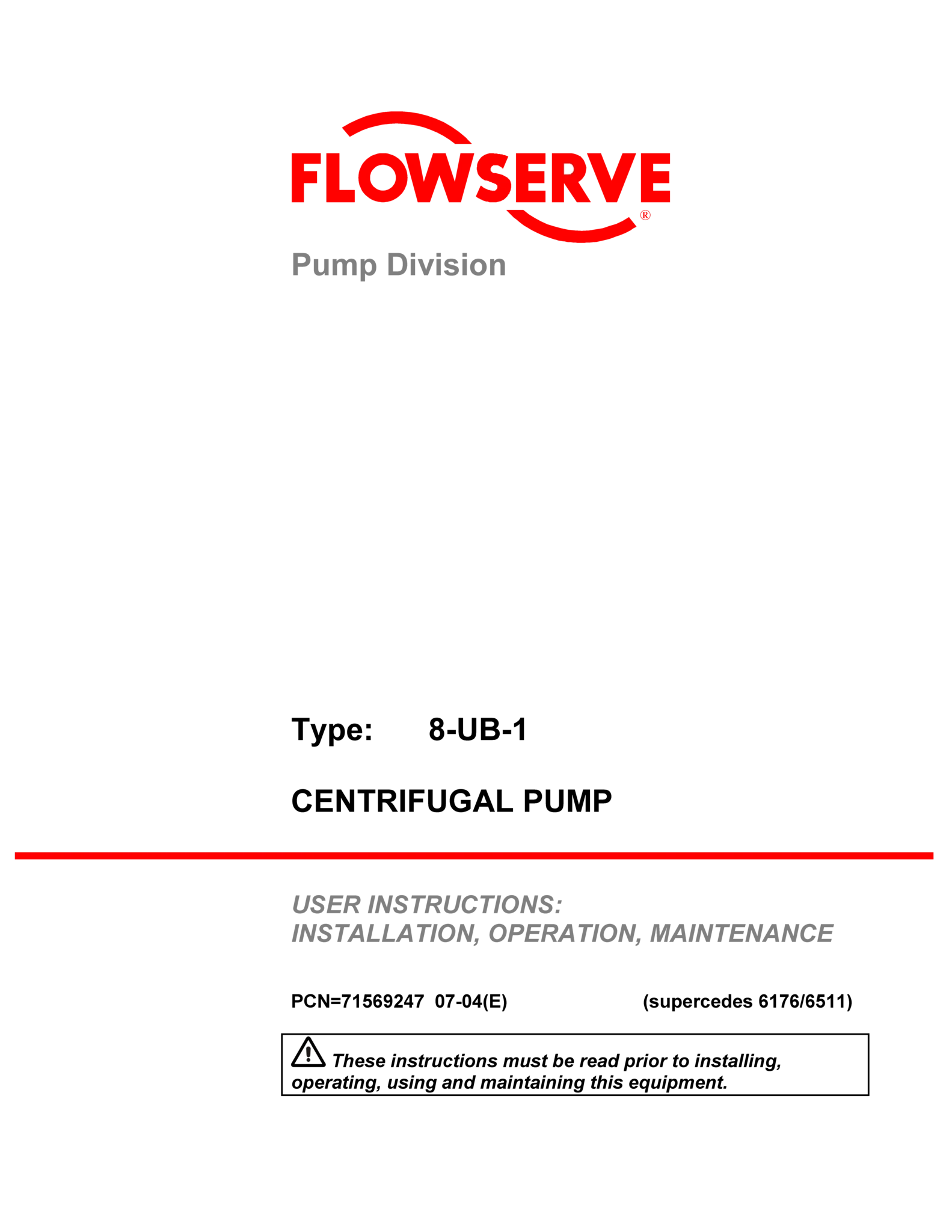 8-UB-1离心泵使用说明