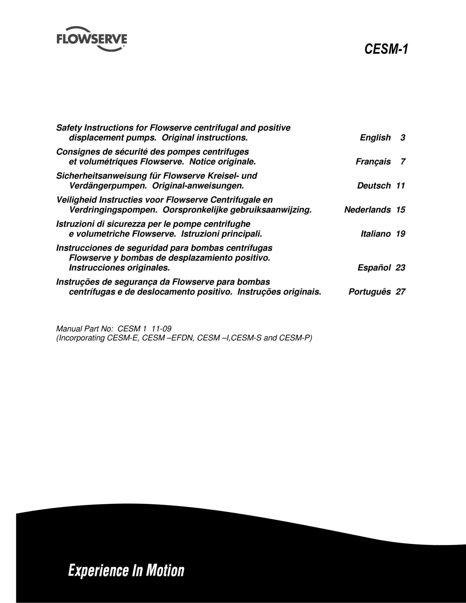 Flowserve离心和容积式泵安全说明