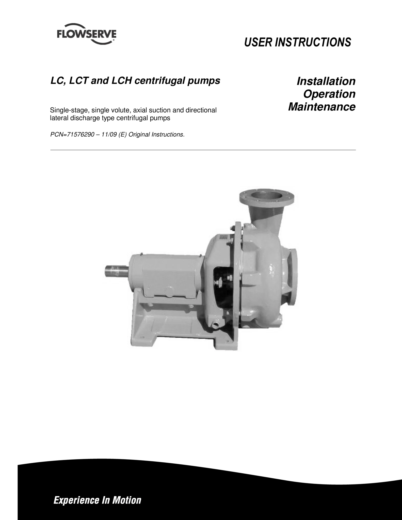 LC、LCT和LCH离心泵使用说明