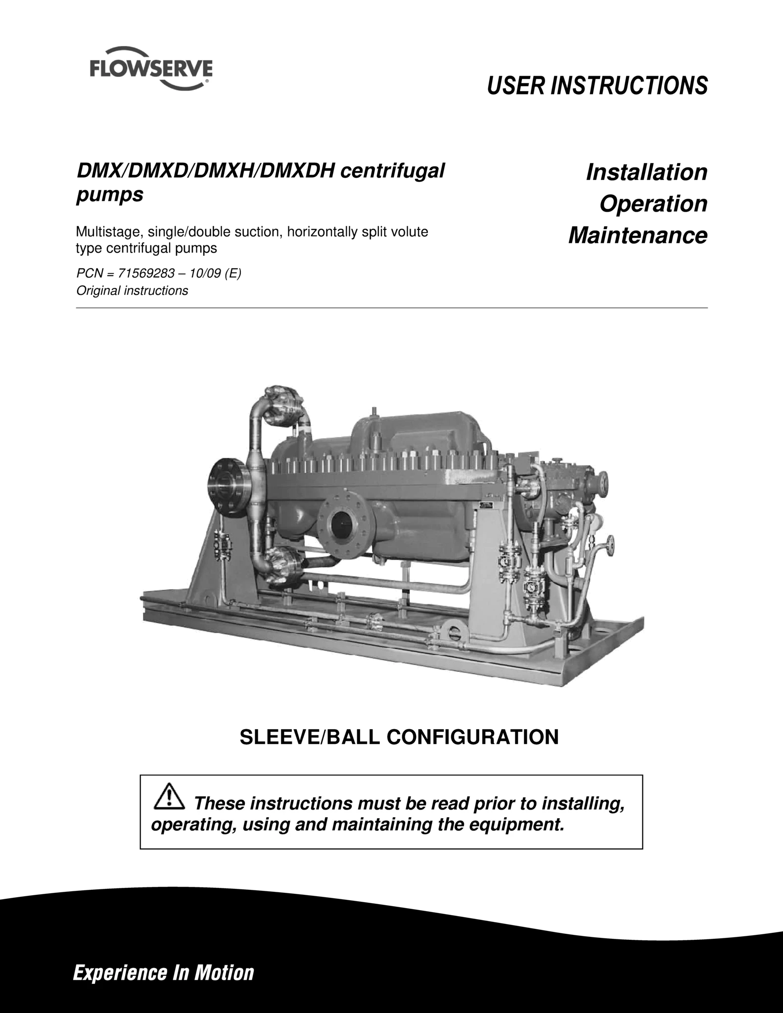 DMX，DMXD，DMXH，DMXDH套筒/滚珠离心泵使用说明书