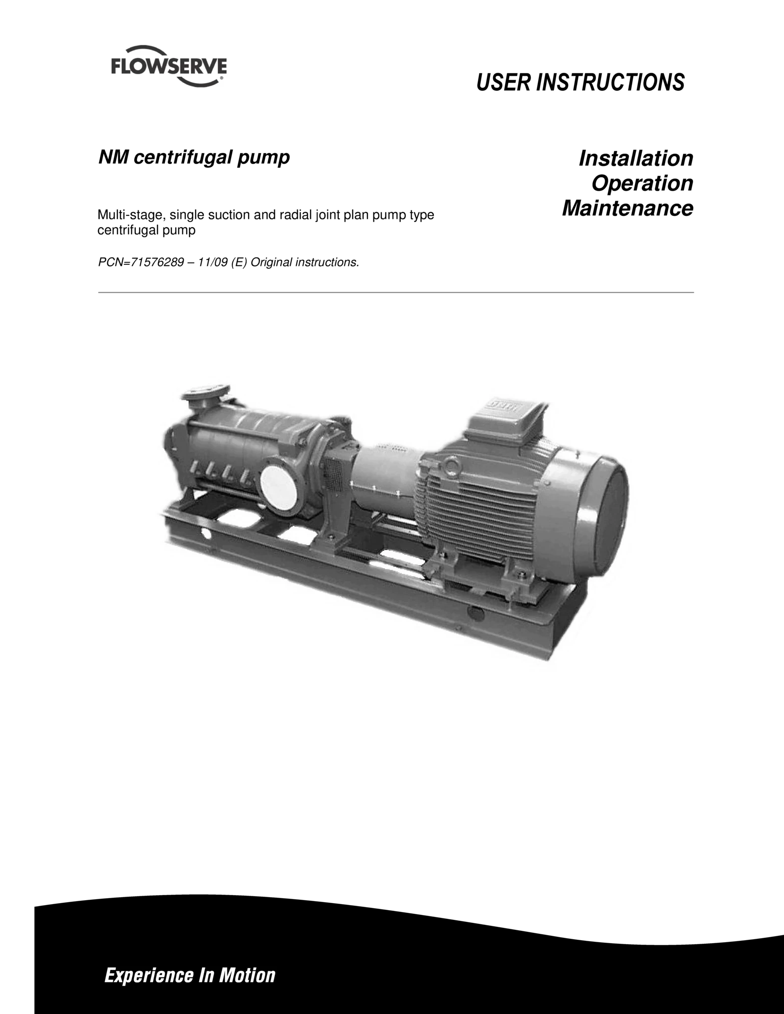 NM离心泵使用说明