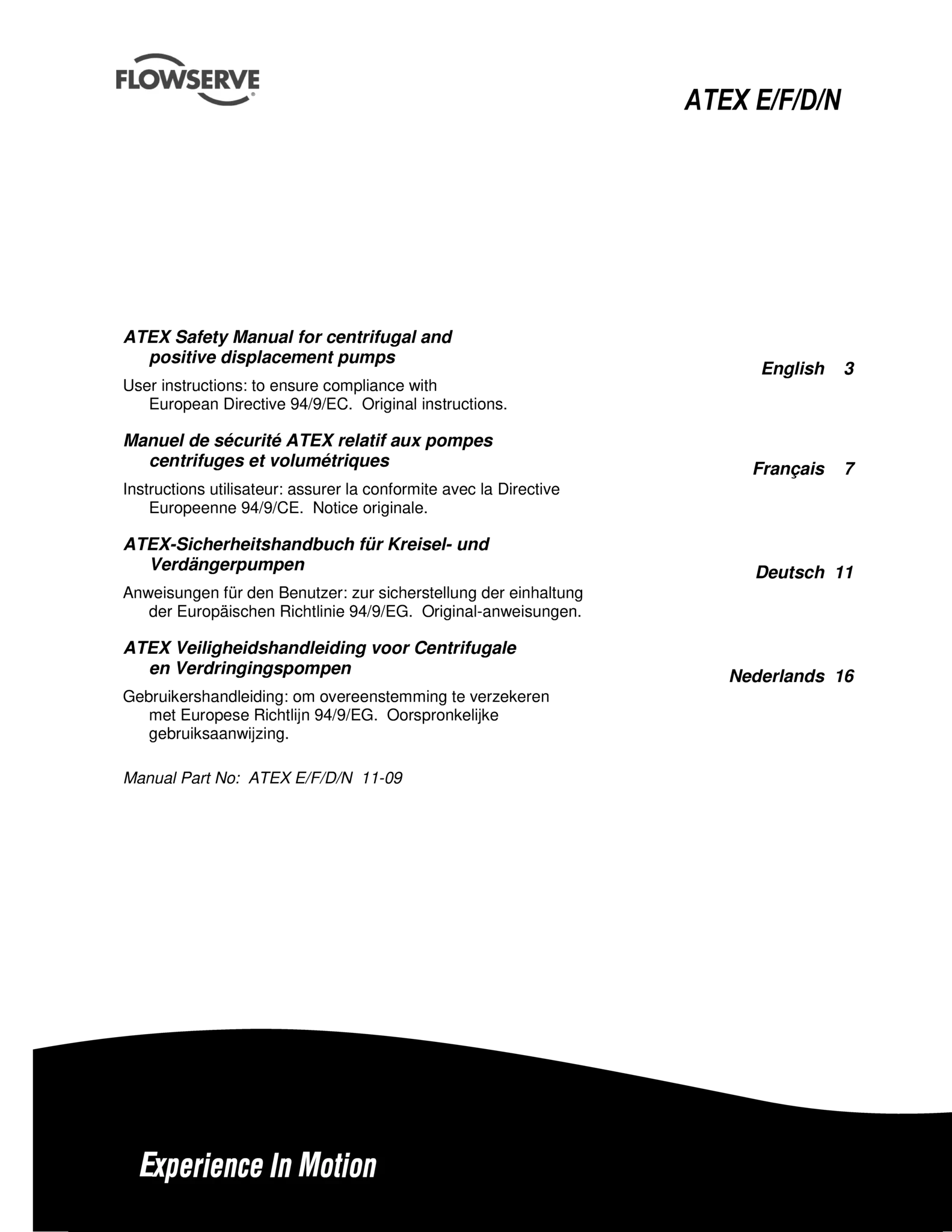 离心和容积式泵ATEX安全手册