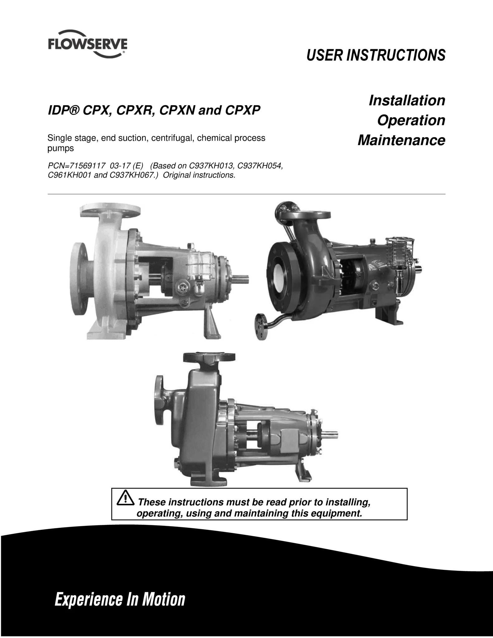 CPX、CPXR、CPXN和CPXP泵使用说明书