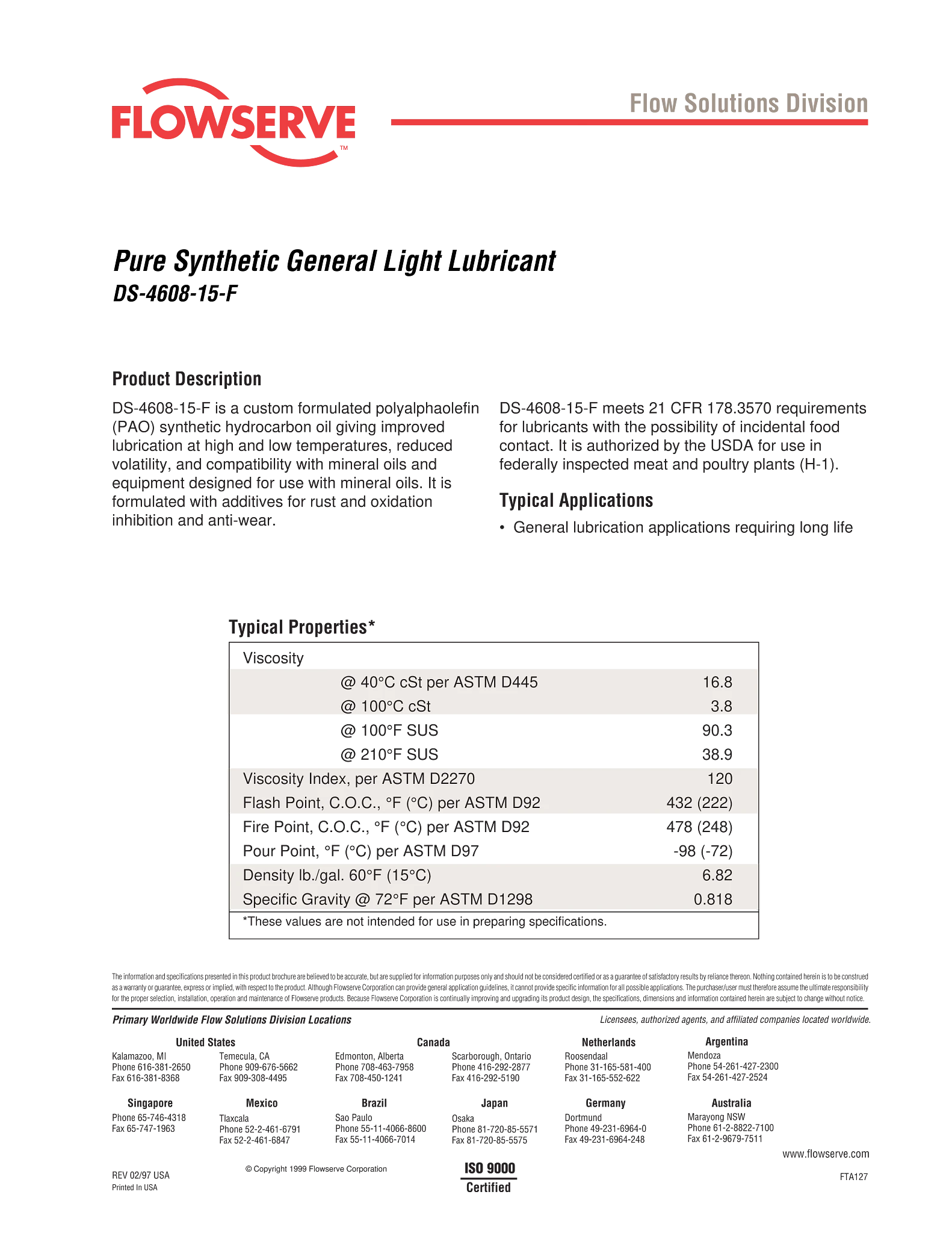 DS-4608-15-F普通纯合成轻质润滑剂