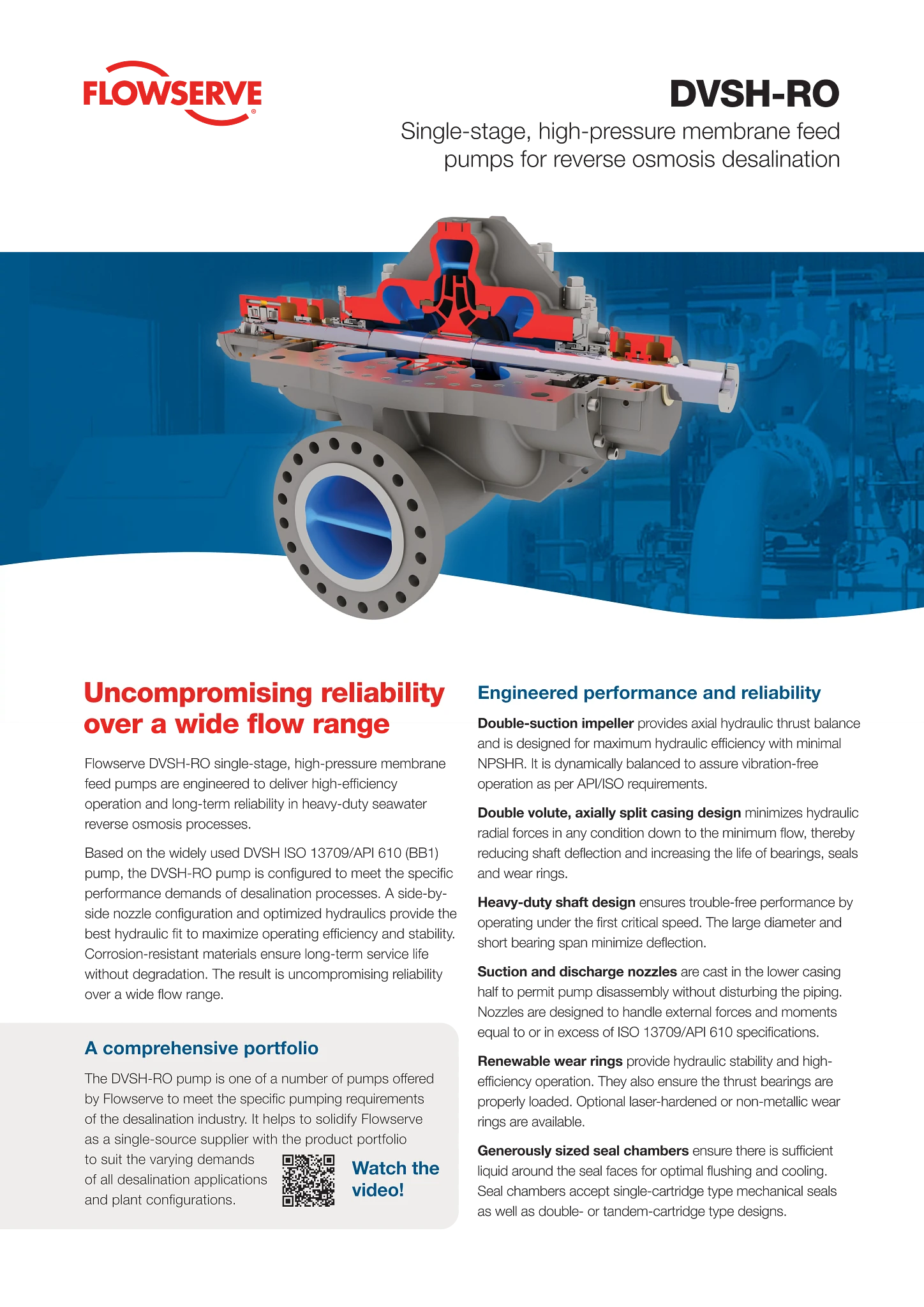 适用于反渗透海水淡化工艺的DVSH-RO单级高压隔膜进料泵