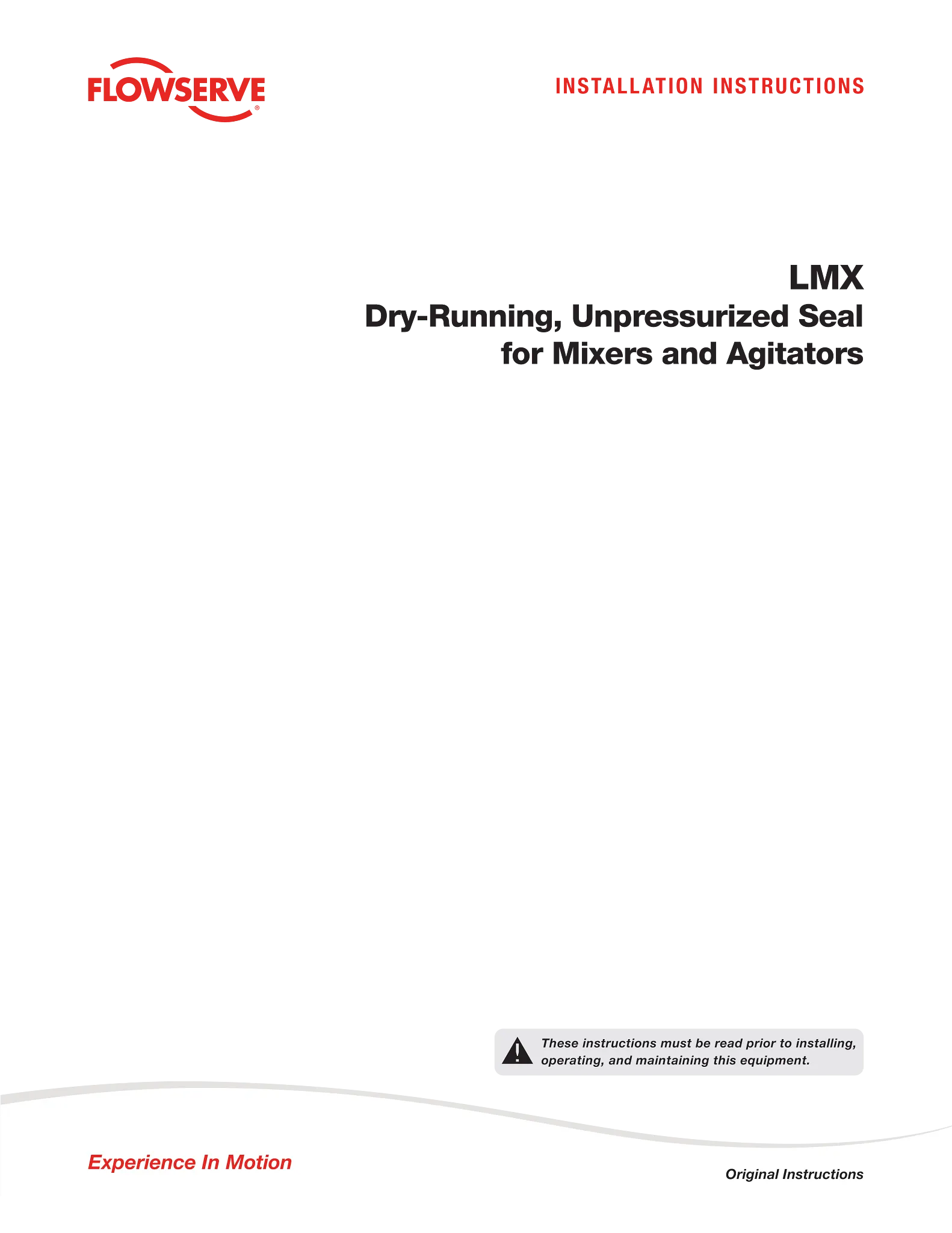 LMX 干运行、无加压密封（用于搅拌器和搅拌机）— 安装说明